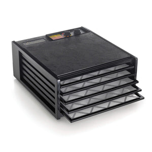 Excalibur 4526TB 5 tray dehydrator with trays pulled out.