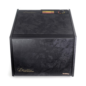 Excalibur 4900B 9 tray dehydrator front view with door closed.