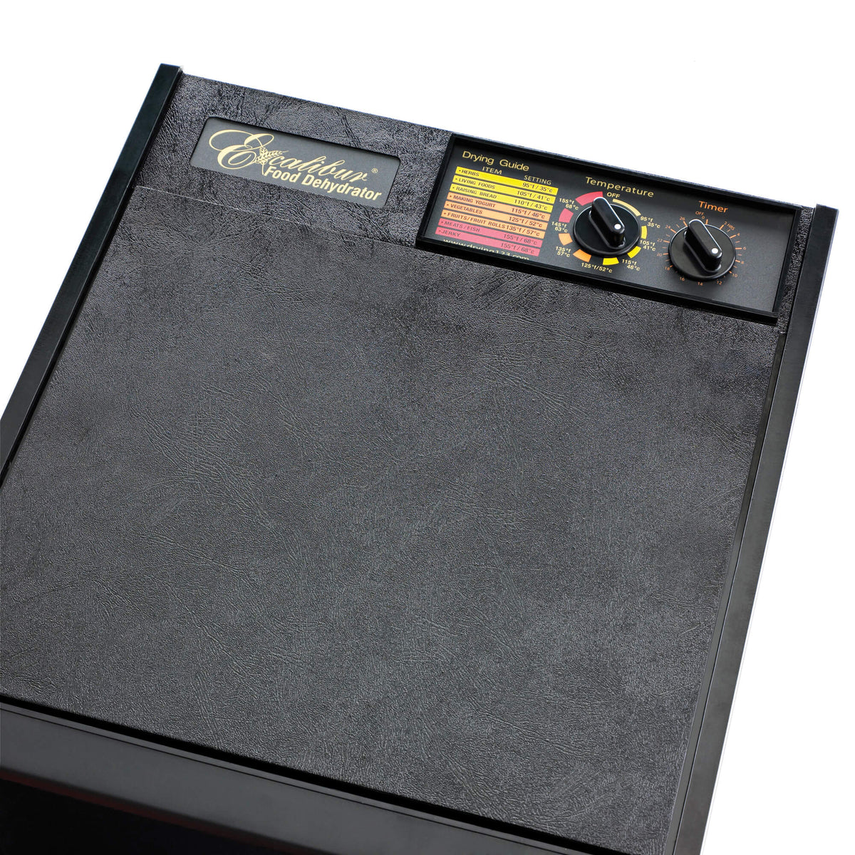 Excalibur 4926TB black 9 tray dehydrator analogue control knobs.