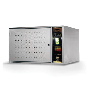 Excalibur COMM1 12 tray stainless steel commercial digital dehydrator with door closed.