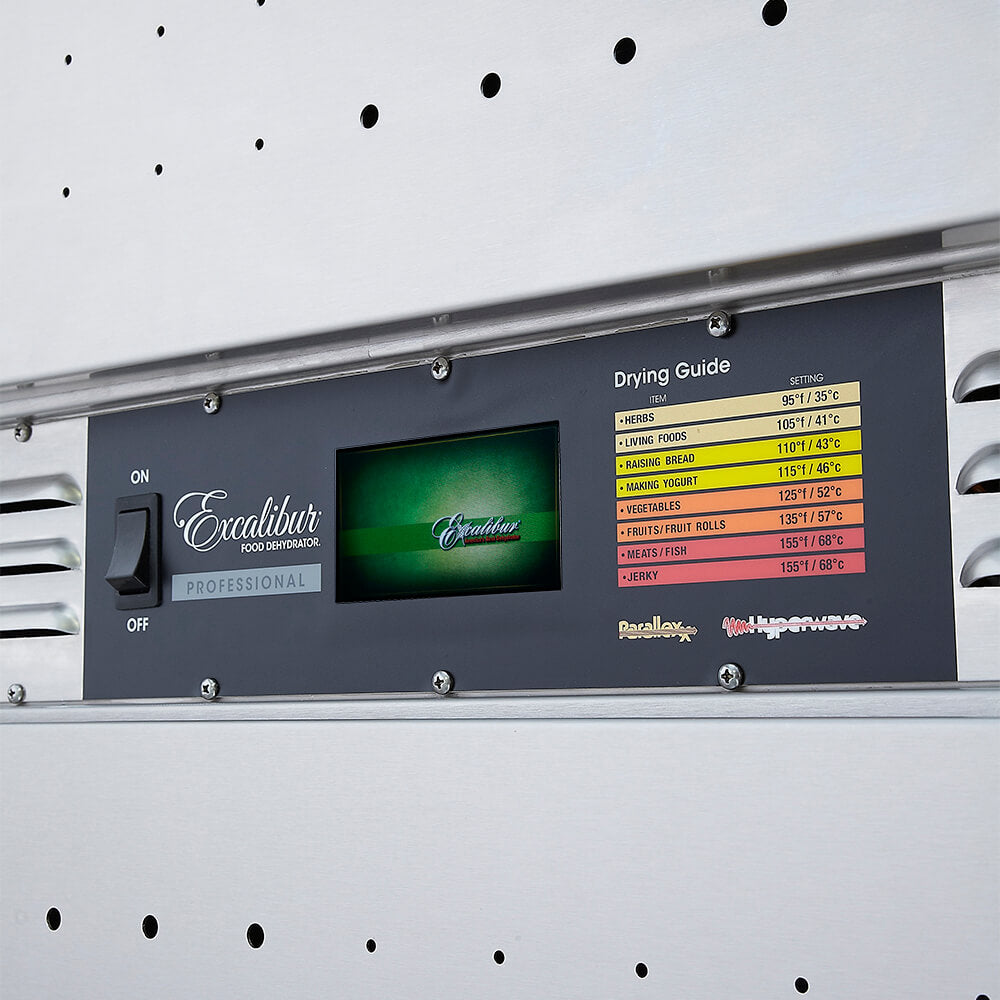 Excalibur COMM2 42 tray stainless steel commercial digital dehydrator control panel.