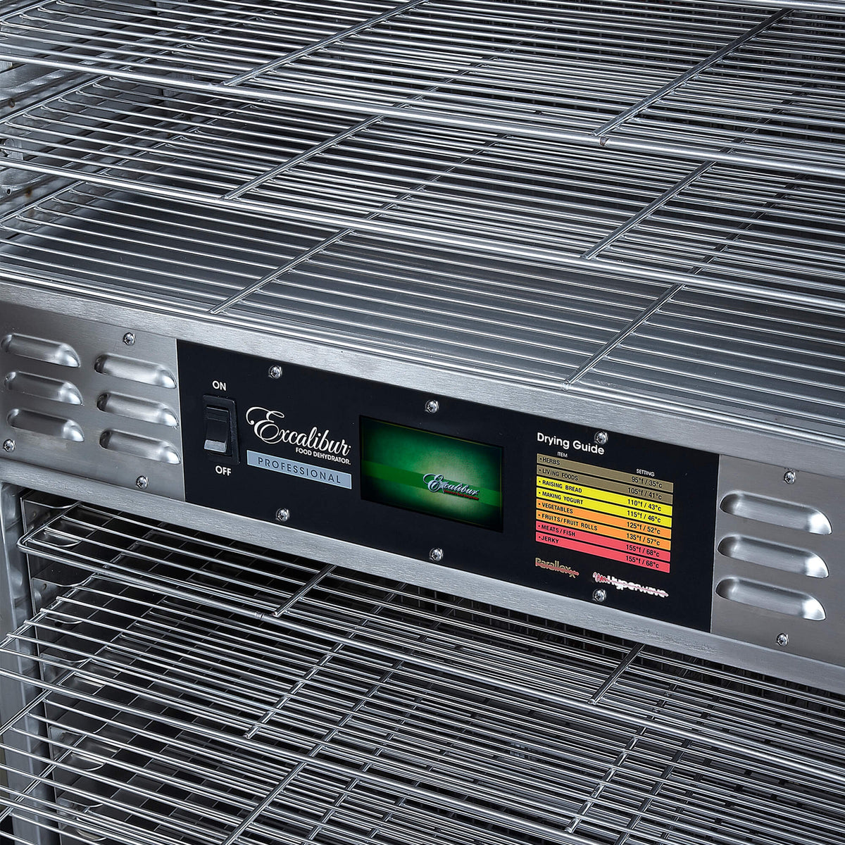 Excalibur COMM2 42 tray stainless steel commercial digital dehydrator control panel.