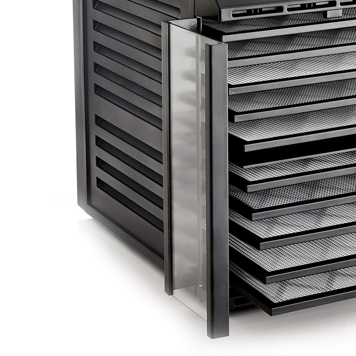 Excalibur RES10 10 tray compact digital dehydrator clear hinged door.