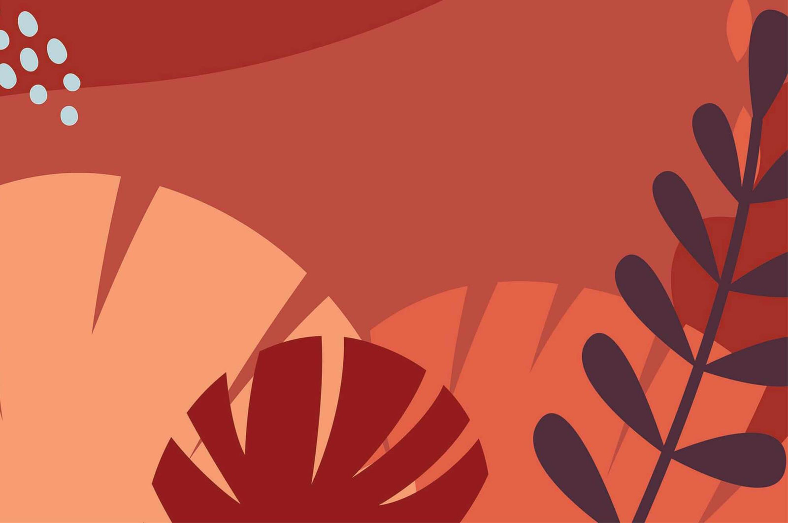 Tropical plants sunset vector banner.