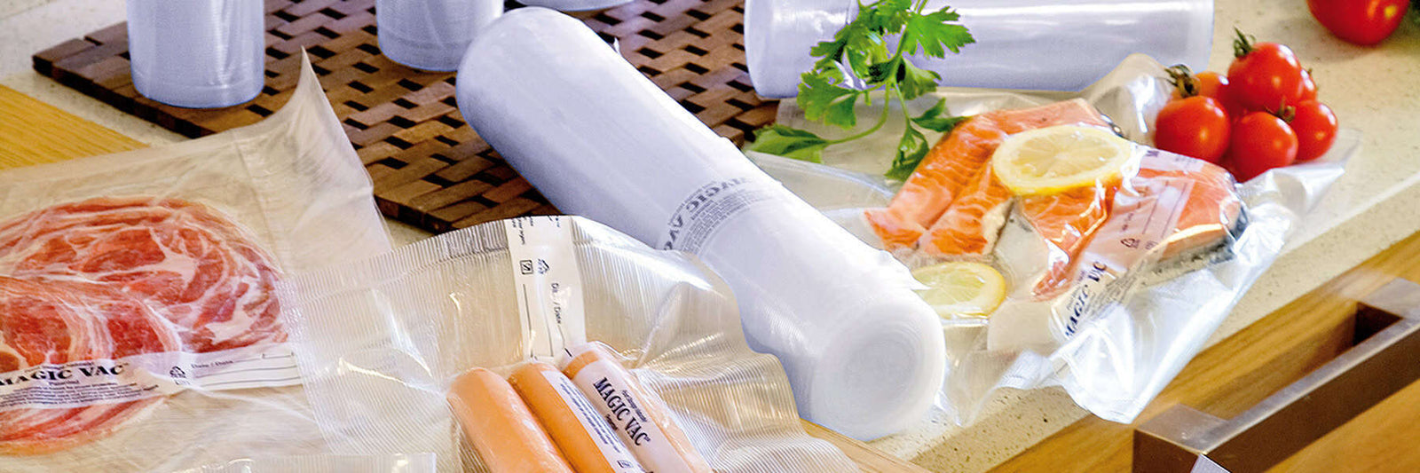 Food vacuum packed into Magic Vac bags.