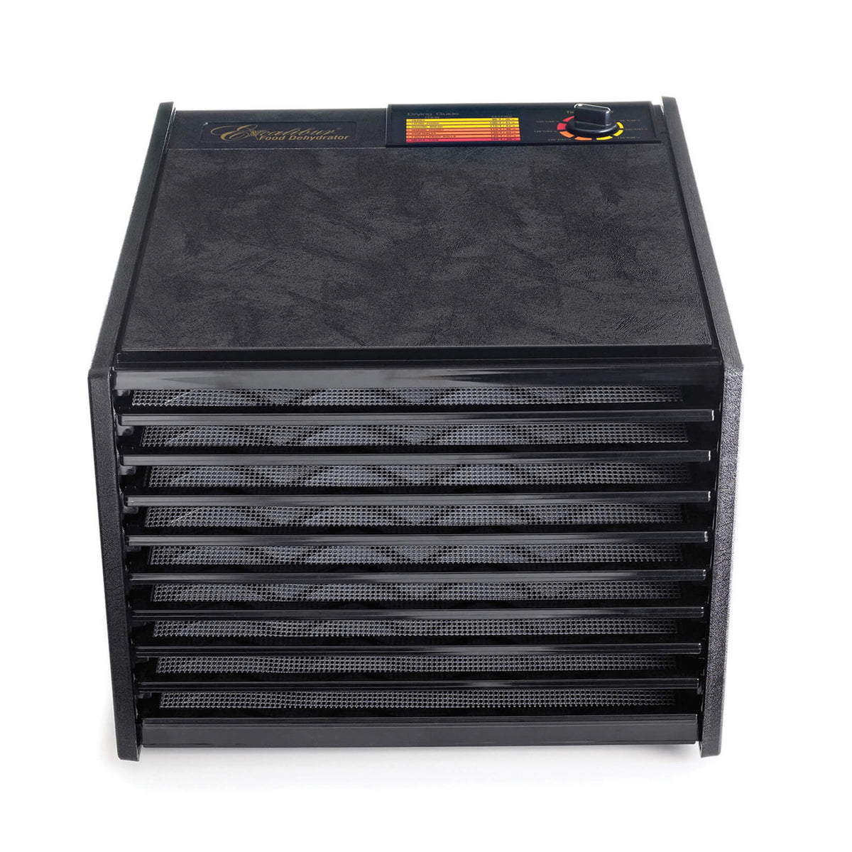 Excalibur 4900B 9 tray dehydrator front view with trays in.