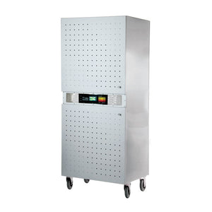 Excalibur COMM2 42 tray stainless steel commercial digital dehydrator with doors closed.