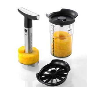 GEFU pineapple slicer professional plus cutting handle, container and aroma lid.