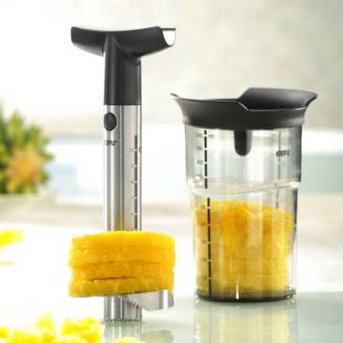 GEFU pineapple slicer professional plus with pineapple hoops cut.