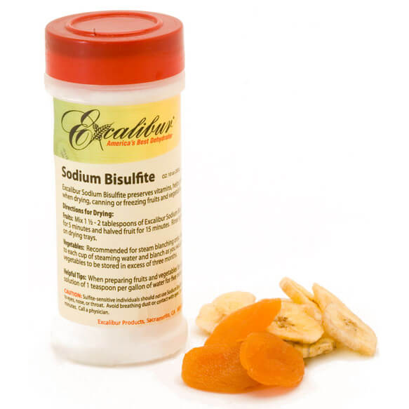Excalibur sodium bisulfite with fruit to the side.